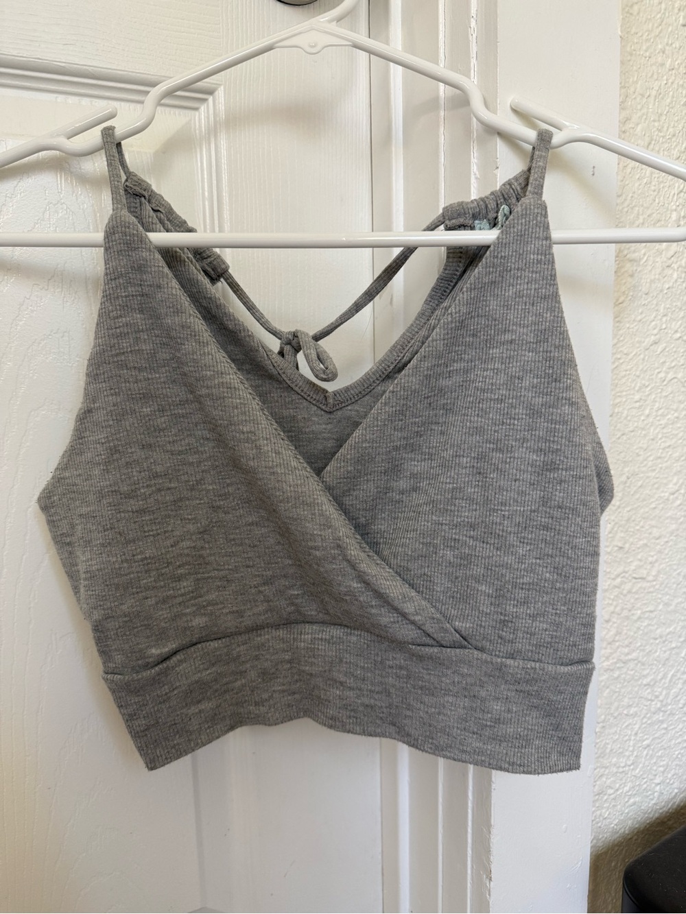 Grey Ribbed Wrap Bralette Top
